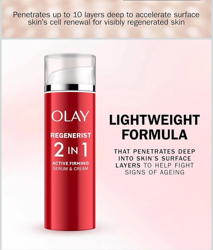 Olay Regenerist 2-in-1 Anti-Wrinkle Firming Cream-Serum w/Niacinamide & Peptides