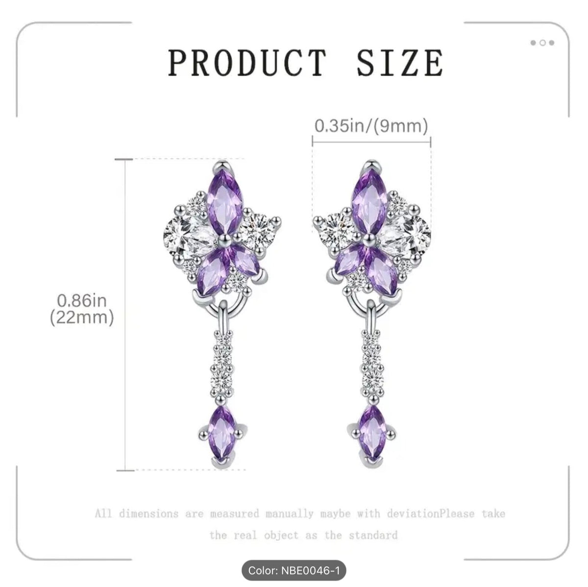 925 Sterling Silver Flower Zirconia Stud Earrings Women Elegant Jewellery Gift