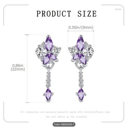 925 Sterling Silver Flower Zirconia Stud Earrings Women Elegant Jewellery Gift