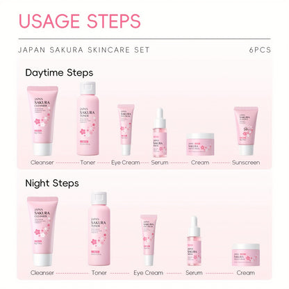 Sakura Skincare 6pcs Gift Set-  Contain Vitamin C & Niacinamide