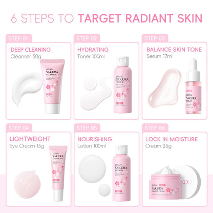 Sakura Skincare Set & Kit 6pcs Box -Christmas Gift Set, Ideal Gift Set for Women