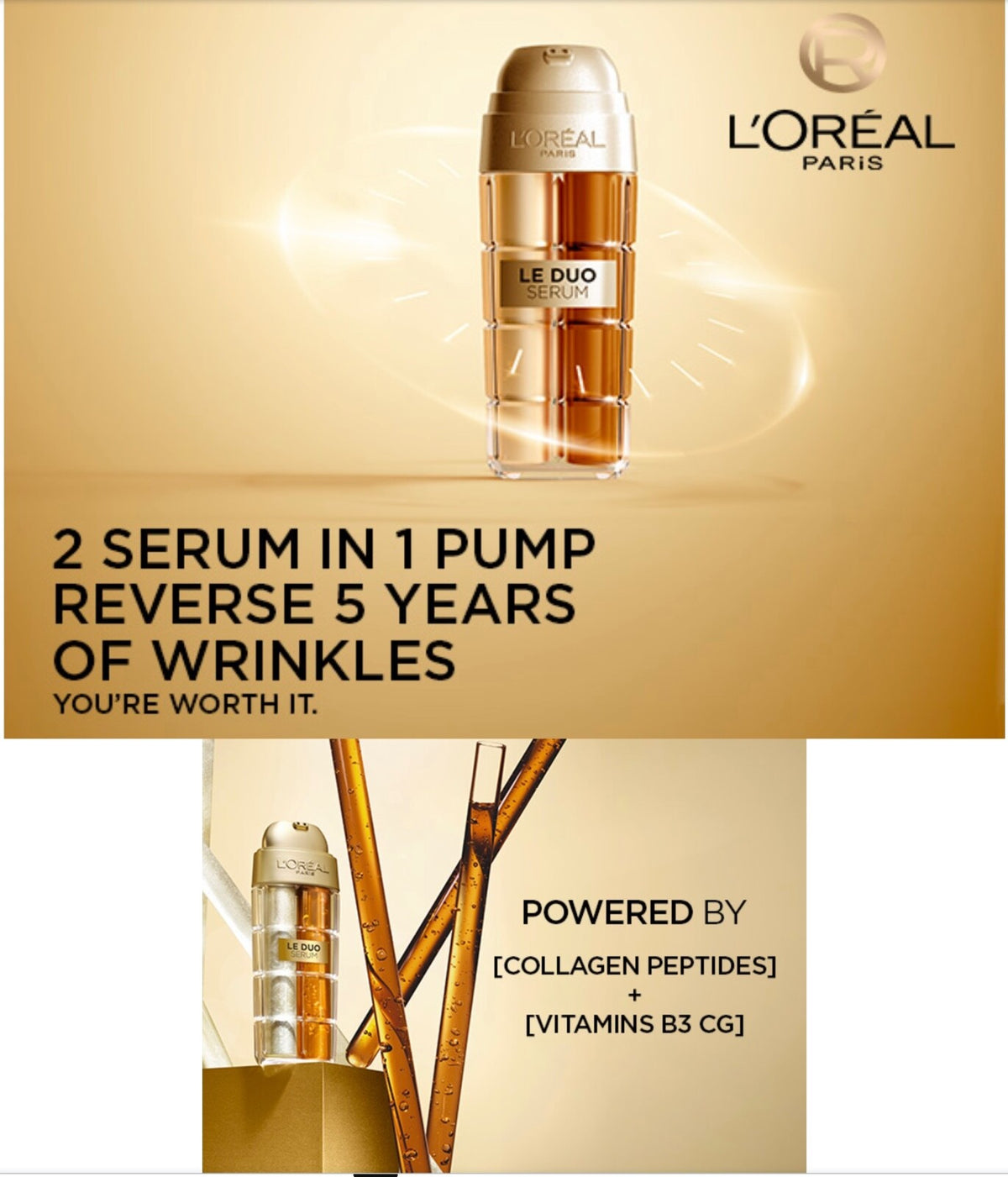 Loreal Paris Age Perfect Age Defying Le Duo Serum – Collagen & Vitamins B3+C 30m