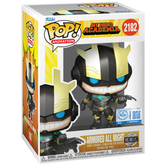 Funko Pop Armored All Might # 2182 Metallic Exclusive My Hero Academia Anime UK