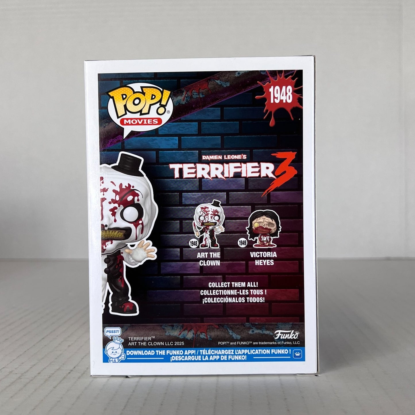 Funko Pop Terrifier 3 Art The Clown Glow Chase 1948 Horror Movie Exclusive +Case