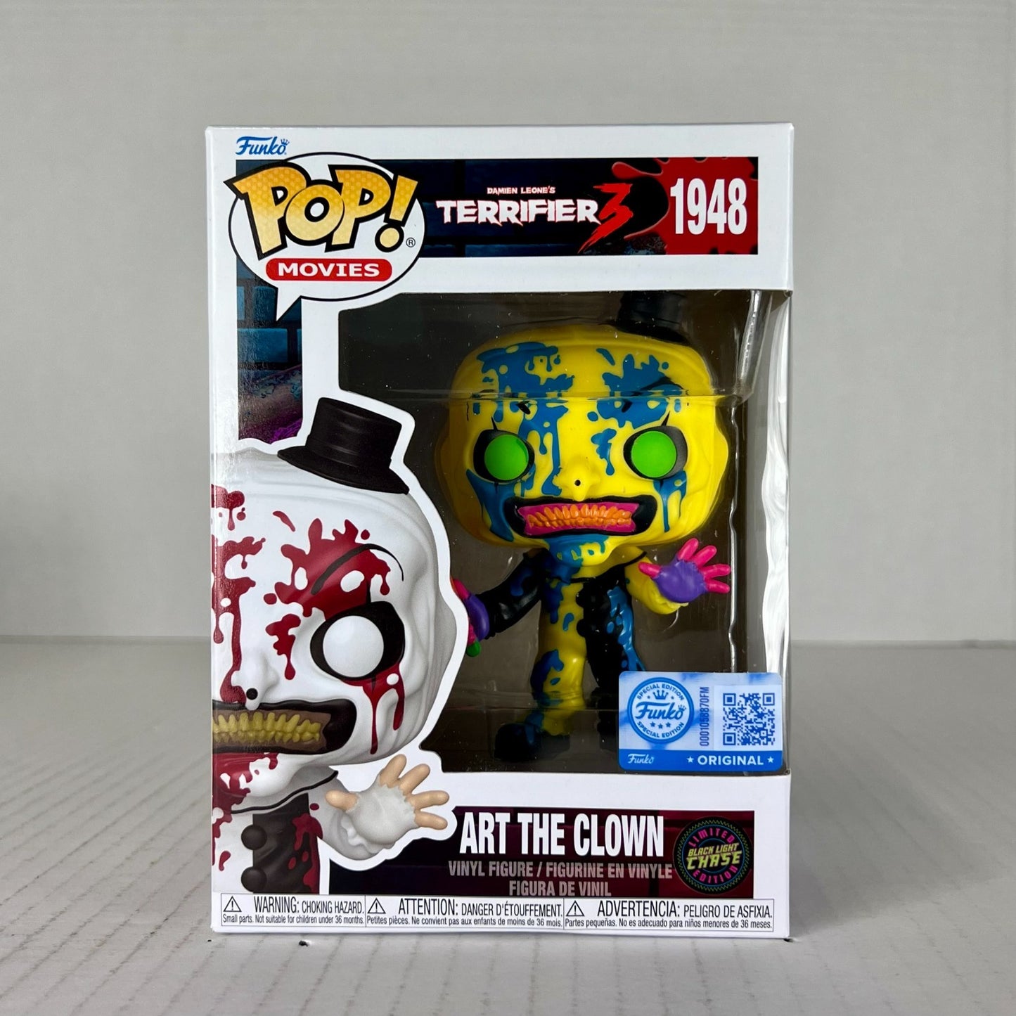 Funko Pop Terrifier 3 Art The Clown Glow Chase 1948 Horror Movie Exclusive +Case